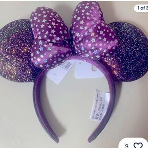 2020 Disney Parks Celestial Holographic Purple Star Adult Minnie Mouse Ears NWT